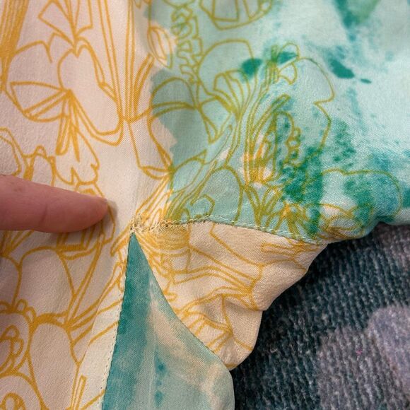 Anthropologie H by Helen Bullock Penelope Dress Silk Maxi sz 4 Abstract Yellow - Picture 13 of 16